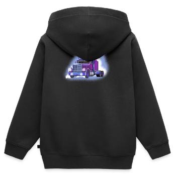LKW - Kinder Premium Organic Zip Hoodie - Schwarz - Hinten - AI Model Kid Male (0cm)