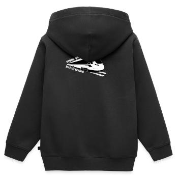 Denglisch Enjoy your life in full Trains - Kids Premium Organic Zip-up Hoodie - black - Back - AI Model Kid Male (0cm)