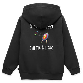 Ich kann nicht Bogenschießen - Kinder Premium Organic Zip Hoodie - Schwarz - Hinten - AI Model Kid Male (0cm)