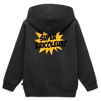 Super Bricoleur ! - Sweat Premium à capuche zippé enfant bio - noir - Dos - AI Model Kid Male (0cm)