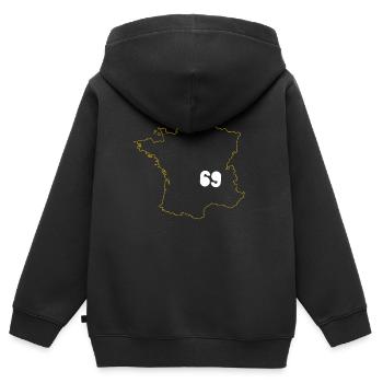 Lyon 69 Souvenir 69 France Frankreich - Kinder Premium Organic Zip Hoodie - Schwarz - Hinten - AI Model Kid Male (0cm)