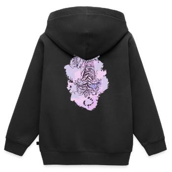 Violet tigre - Sweat Premium à capuche zippé enfant bio - noir - Dos - AI Model Kid Male (0cm)