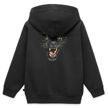 panthère - Sweat Premium à capuche zippé enfant bio - noir - Dos - AI Model Kid Male (0cm)