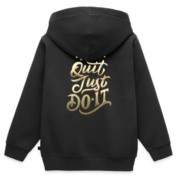 Don't Quit Gradient Script - Kinder Premium Organic Zip Hoodie - Schwarz - Hinten - AI Model Kid Male (0cm)