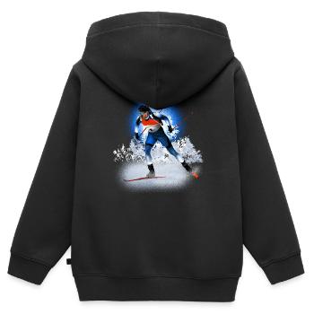 Biathlon - Kinder Premium Organic Zip Hoodie - Schwarz - Hinten - AI Model Kid Male (0cm)