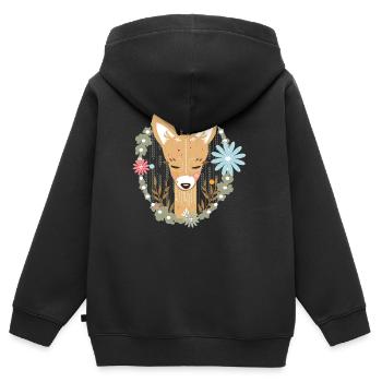 le chevreuil dans la forêt - Sweat Premium à capuche zippé enfant bio - noir - Dos - AI Model Kid Male (0cm)