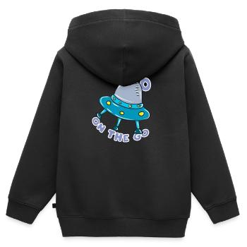 Ufo - Kinder Premium Organic Zip Hoodie - Schwarz - Hinten - AI Model Kid Male (0cm)