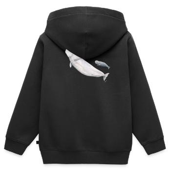 Beluga weiß und ihr Kalb - Beluga und Kalb - Kinder Premium Organic Zip Hoodie - Schwarz - Hinten - AI Model Kid Male (0cm)