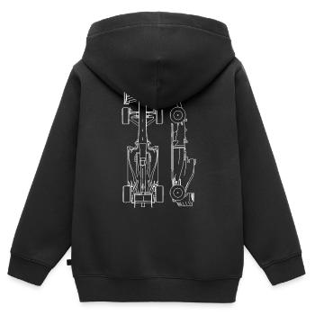 Rennwagen Blaupause - Kinder Premium Organic Zip Hoodie - Schwarz - Hinten - AI Model Kid Male (0cm)
