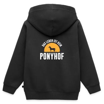Das Leben ist kein Ponyhof - Kinder Premium Organic Zip Hoodie - Schwarz - Hinten - AI Model Kid Male (0cm)