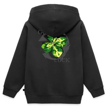 good luck blatt Kleeblatt Symbol Grafik Natur icon - Kinder Premium Organic Zip Hoodie - Schwarz - Hinten - AI Model Kid Male (0cm)