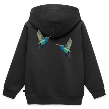 Colibri oiseau oiseaux polygone perruche cadeau - Sweat Premium à capuche zippé enfant bio - noir - Dos - AI Model Kid Male (0cm)