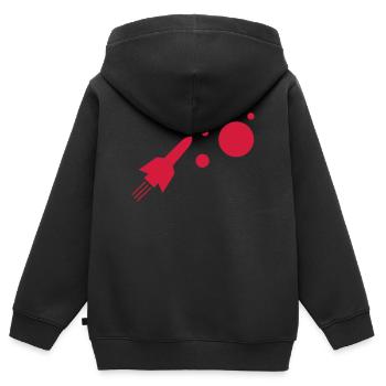 fusée - Sweat Premium à capuche zippé enfant bio - noir - Dos - AI Model Kid Male (0cm)