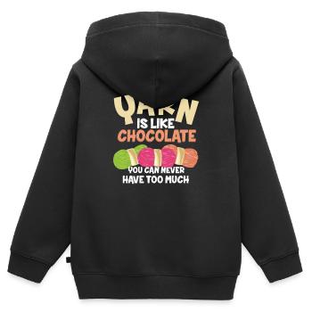 Häkeln - Kinder Premium Organic Zip Hoodie - Schwarz - Hinten - AI Model Kid Male (0cm)