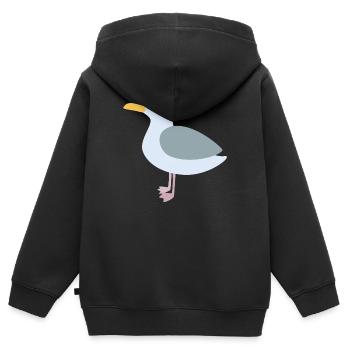 Mouette symbole mer mer enfants mer littoral déco - Sweat Premium à capuche zippé enfant bio - noir - Dos - AI Model Kid Male (0cm)