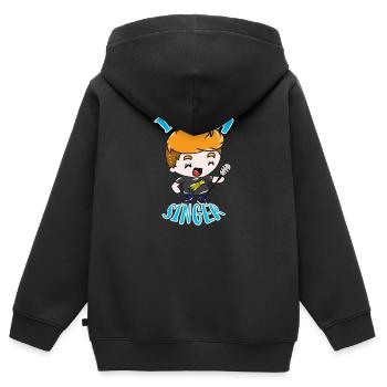 Singer - Kids Premium Organic Zip-up Hoodie - black - Back - AI Model Kid Male (0cm)