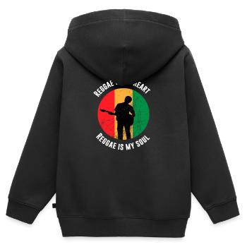 Reggae ist mein Herz - Reggae ist meine Seele - Kinder Premium Organic Zip Hoodie - Schwarz - Hinten - AI Model Kid Male (0cm)