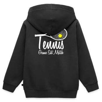 Tennis Match Tennisspieler Geschenk Hobby - Kinder Premium Organic Zip Hoodie - Schwarz - Hinten - AI Model Kid Male (0cm)
