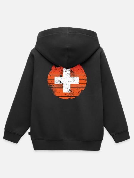 Happy Birthday Schweiz - Premium børne zip-hættetrøje økologisk - sort