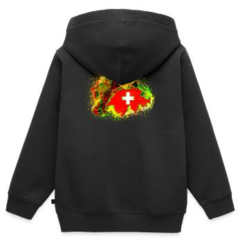 crazy switzerland - Kinder Premium Organic Zip Hoodie - Schwarz - Hinten - AI Model Kid Male (0cm)