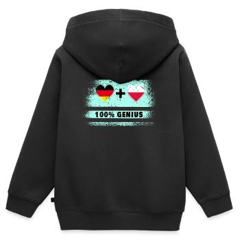 Allemagne et Pologne 100 % Genial / Cadeau - Sweat Premium à capuche zippé enfant bio - noir - Dos - AI Model Kid Male (0cm)