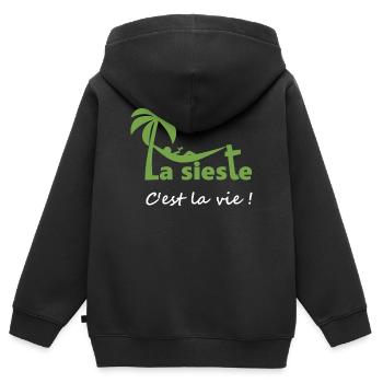 La sieste - Sweat Premium à capuche zippé enfant bio - noir - Dos - AI Model Kid Male (0cm)