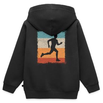 NOUVEAU | Fitness Running Jogging Running Athletic - Sweat Premium à capuche zippé enfant bio - noir - Dos - AI Model Kid Male (0cm)