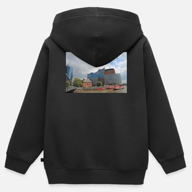 Konzerthaus de Hambourg - Sweat Premium à capuche zippé enfant bio - noir