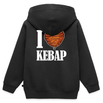 J'aime le coeur kebab kebab kebab disant drôle - Sweat Premium à capuche zippé enfant bio - noir - Dos - AI Model Kid Male (0cm)