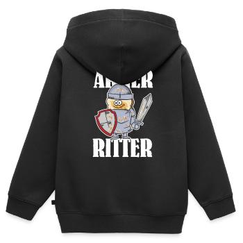 Armer Ritter, Frech Toast - Kinder Premium Organic Zip Hoodie - Schwarz - Hinten - AI Model Kid Male (0cm)