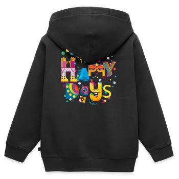 Frohe glückliche Tage - Kinder Premium Organic Zip Hoodie - Schwarz - Hinten - AI Model Kid Male (0cm)