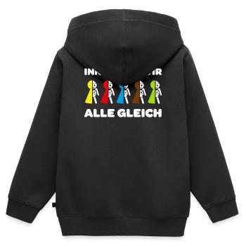 toleranz integration politik - Kinder Premium Organic Zip Hoodie - Schwarz - Hinten - AI Model Kid Male (0cm)