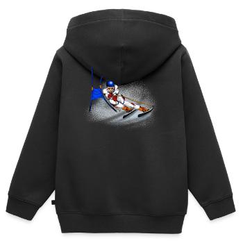 Ski - Sweat Premium à capuche zippé enfant bio - noir - Dos - AI Model Kid Male (0cm)