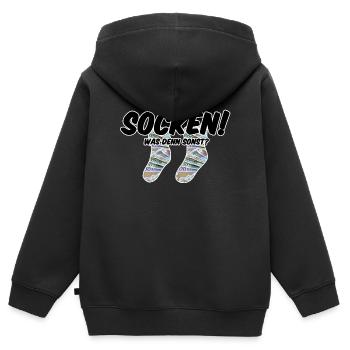 Socken! Was denn sonst? - Kinder Premium Organic Zip Hoodie - Schwarz - Hinten - AI Model Kid Male (0cm)