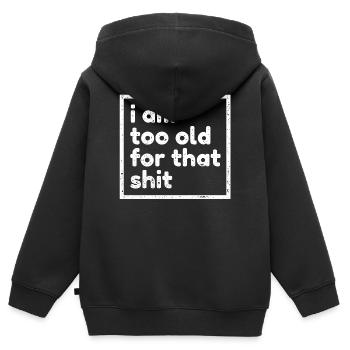 Zu Alt Uralt Alter Geburtstagsspruch Lustig Humor - Kinder Premium Organic Zip Hoodie - Schwarz - Hinten - AI Model Kid Male (0cm)