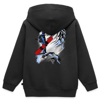 Snowboarding - Kinder Premium Organic Zip Hoodie - Schwarz - Hinten - AI Model Kid Male (0cm)