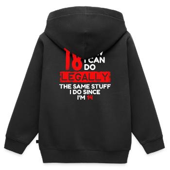 18ème anniversaire de dix-huit ans Dire drôle d'âge - Sweat Premium à capuche zippé enfant bio - noir - Dos - AI Model Kid Male (0cm)