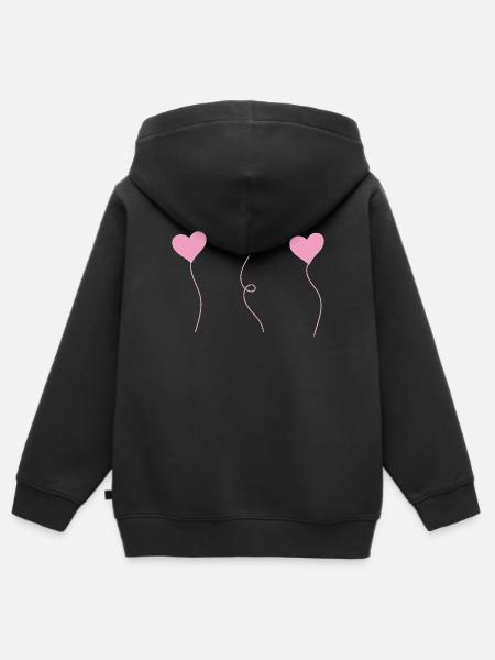 cœur - Sweat Premium à capuche zippé enfant bio - noir