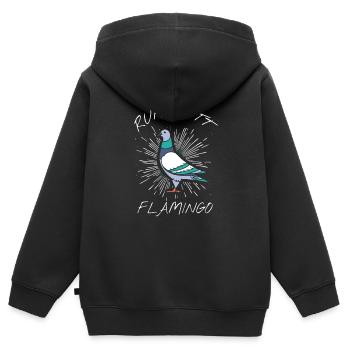 Ruhrpott Flamingo - Kinder Premium Organic Zip Hoodie - Schwarz - Hinten - AI Model Kid Male (0cm)