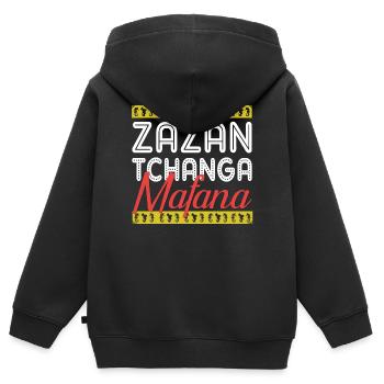 T SHIRT ZAZAN TCHANGA MAFANA_MAYOTTE  - Sweat Premium à capuche zippé enfant bio - noir - Dos - AI Model Kid Male (0cm)
