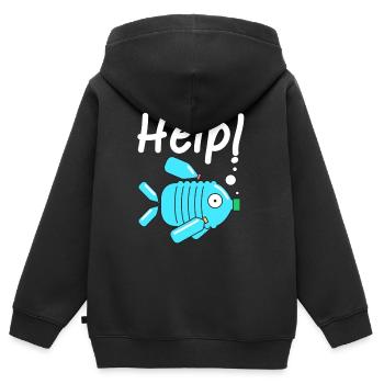 Plastik Klimawandel Umweltschutz - Kinder Premium Organic Zip Hoodie - Schwarz - Hinten - AI Model Kid Male (0cm)