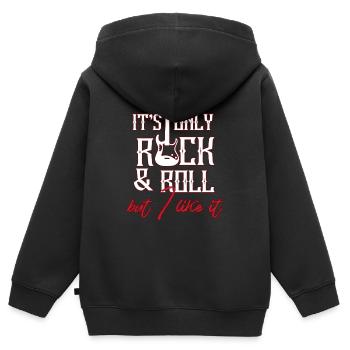 Rock and roll - Sweat Premium à capuche zippé enfant bio - noir - Dos - AI Model Kid Male (0cm)