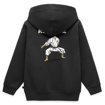 karate - Sweat Premium à capuche zippé enfant bio - noir - Dos - AI Model Kid Male (0cm)