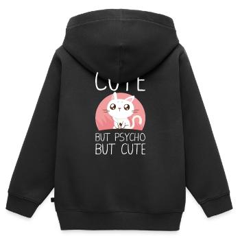 Mignon mais psychopathe mais mignon - Sweat Premium à capuche zippé enfant bio - noir - Dos - AI Model Kid Male (0cm)