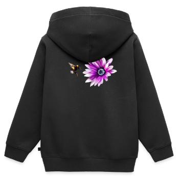 Blume und Hummel - Kinder Premium Organic Zip Hoodie - Schwarz - Hinten - AI Model Kid Male (0cm)