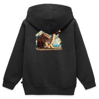 kamel - Kinder Premium Organic Zip Hoodie - Schwarz - Hinten - AI Model Kid Male (0cm)