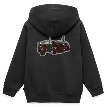Traktorenduo im Feld - Kinder Premium Organic Zip Hoodie - Schwarz - Hinten - AI Model Kid Male (0cm)