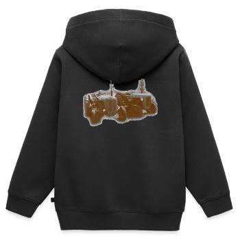 Tracteurs vintage orange rouille - Sweat Premium à capuche zippé enfant bio - noir - Dos - AI Model Kid Male (0cm)