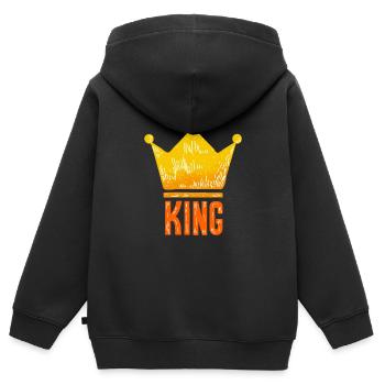 Look partenaire roi reine - Sweat Premium à capuche zippé enfant bio - noir - Dos - AI Model Kid Male (0cm)