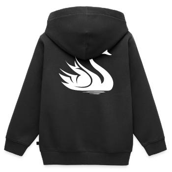 Cygne Symbole Illustration Eau Lac Nature Animaux - Sweat Premium à capuche zippé enfant bio - noir - Dos - AI Model Kid Male (0cm)
